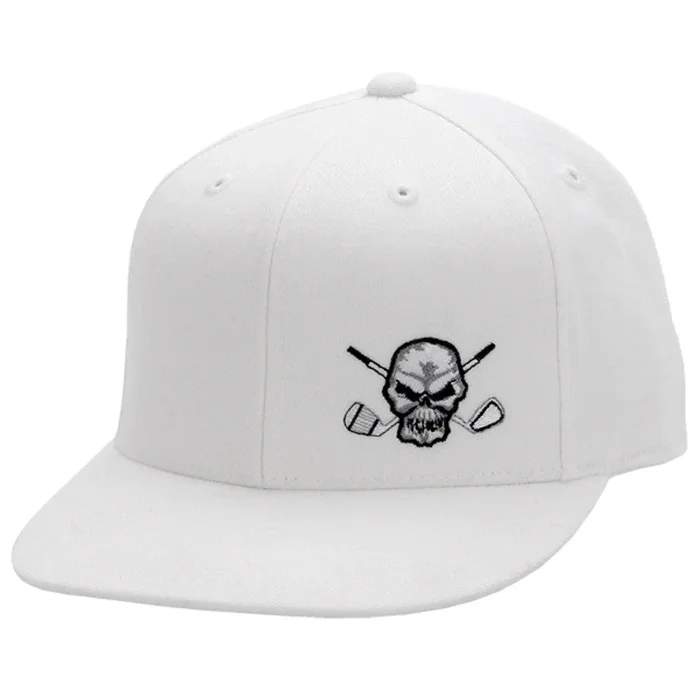 110 Snap Back Flat Brim Golf Hat | White