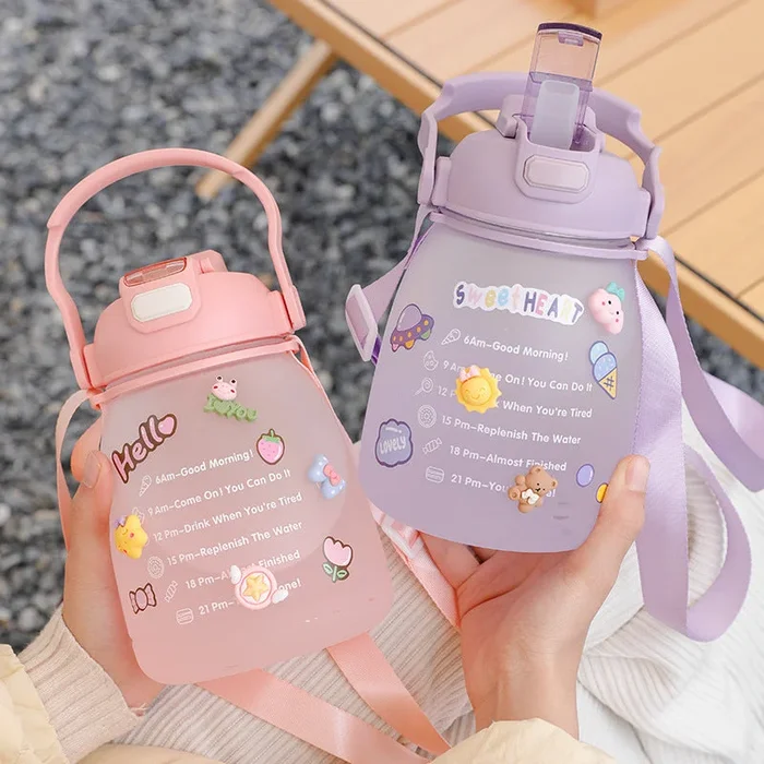 1pc 43.96oz/1300ml Gradient Large Capacity Plastic Water Bottle for Back to School – Stay Hydrated and Conveniently Carry Your Water on the Go