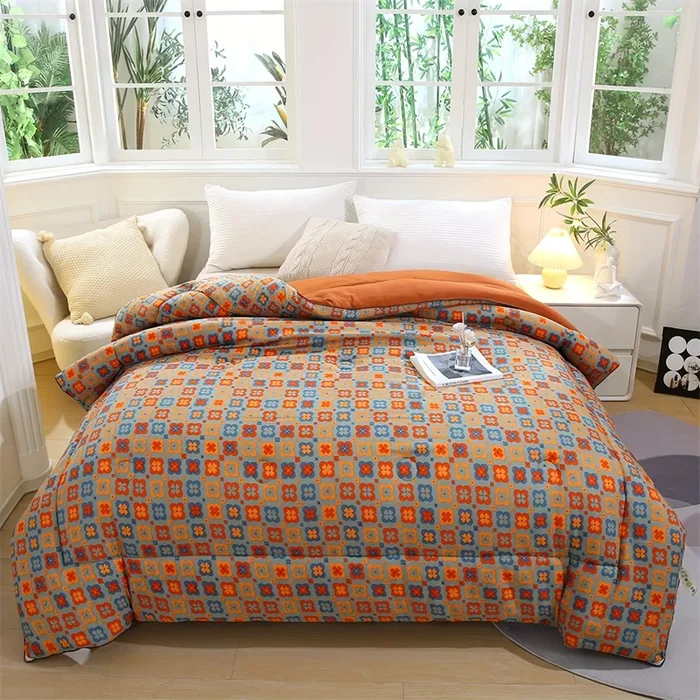 1pc Flower Print Down Comforter Insert – All Season Ultra Soft Breathable Autumn And Winter Bedding Down Alternative Comforter, Machine Washable Bedroom Warm Duvet