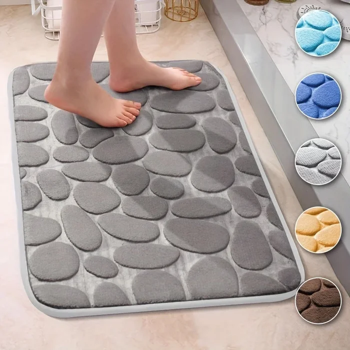 1pc Non-Slip Memory Foam Bath Mat – Soft and Comfortable Bathroom Floor Mat for Anti-Slip Safety and Washable Convenience
