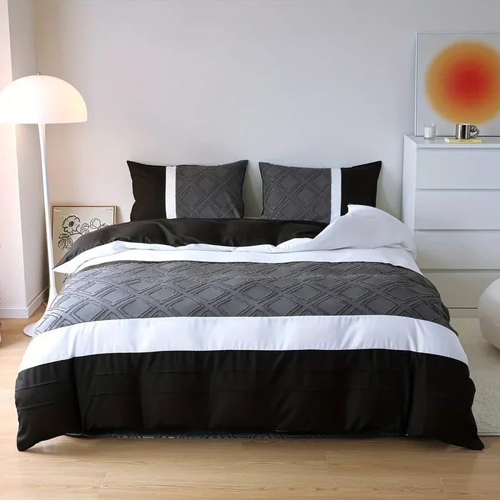 2/3pcs, Splicing Down Comforter Set, Craft Splicing, Thickened Warm Quilt Core (comforter*1+Pillowcase*1/2, Without Core), Soft And Comfortable, Hotel Home Bedding, Available In All Seasons