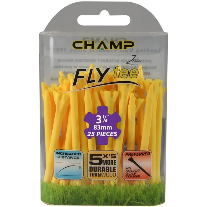 3 1/4″ Yellow Champ Fly Tees -25 Pack