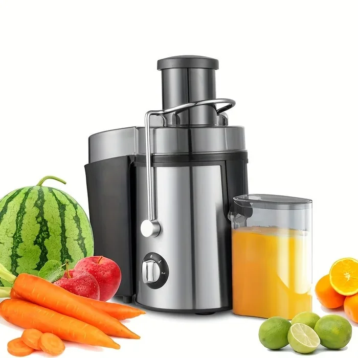 400W Centrifugal Juicer Extractor For Fruit & Vegetable With 3 Speed Modes, 65mm Wide Feed Chute, Stainless Steel Body, Easy To Clean, Safety Locking, Overheat Protection, Non-Slip Feet – Perfect For Hard And Soft Fruits – Red/Silver