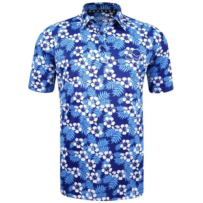 Aloha Cool-Stretch Hawaiian Golf Shirt | Blue