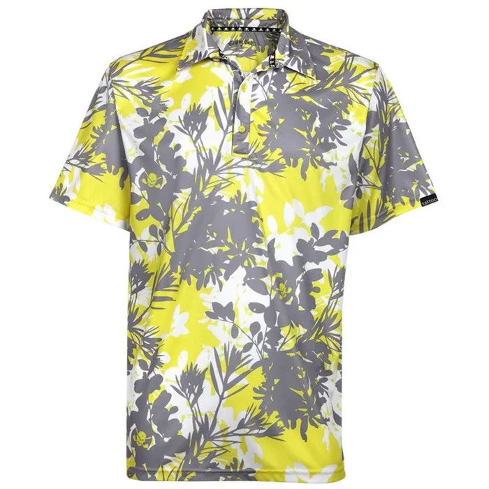 Aloha Cool-Stretch Hawaiian Golf Shirt | Grey / Yellow