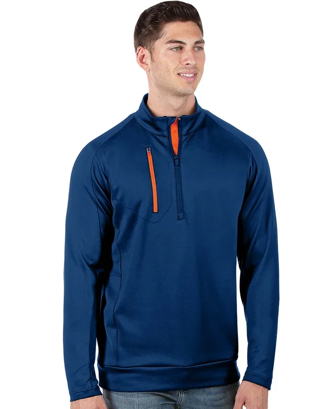 Antigua: Men’s Generation 104366 1/2 Zip Long Sleeve Pullover – 337 Dark Royal/Mango