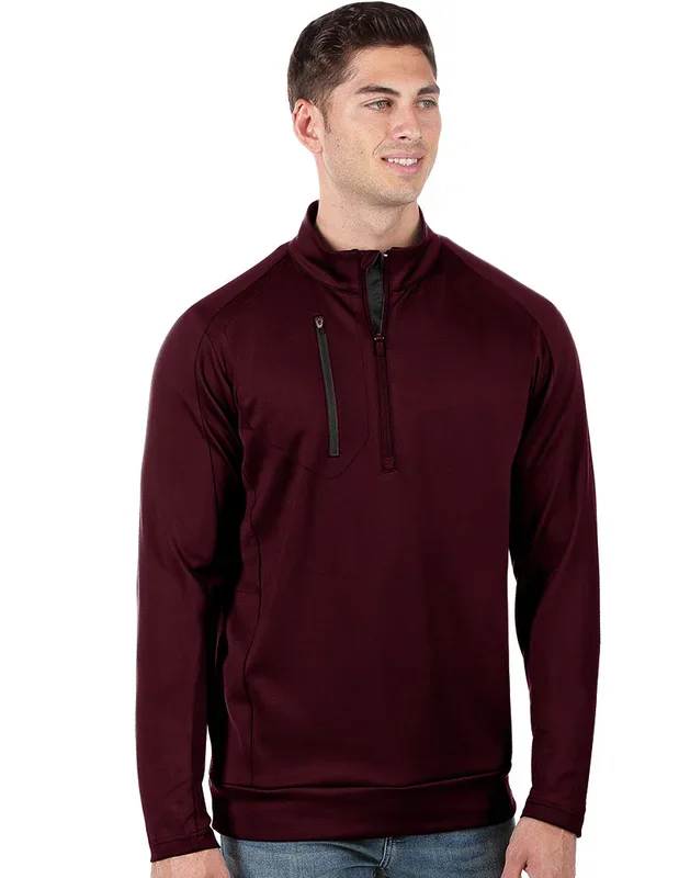 Antigua: Men’s Generation 104366 1/2 Zip Long Sleeve Pullover – 66E Maroon/Carbon