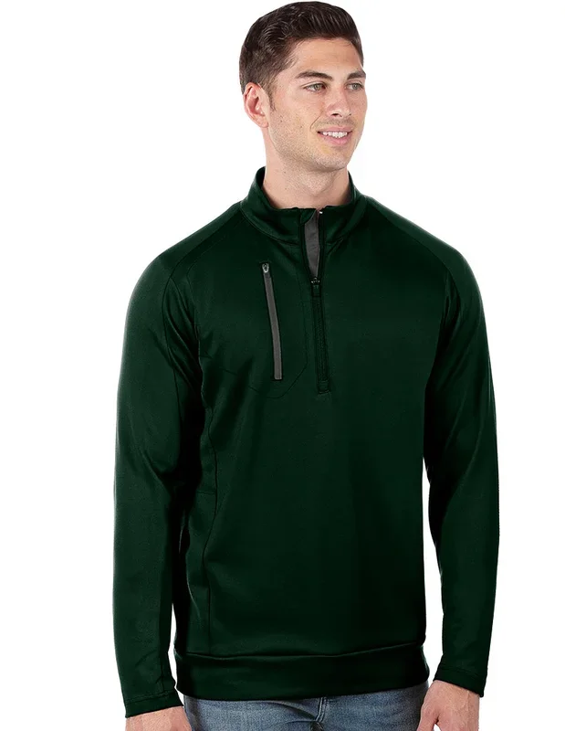 Antigua: Men’s Generation 104366 1/2 Zip Long Sleeve Pullover – 73E Dark Pine/Carbon