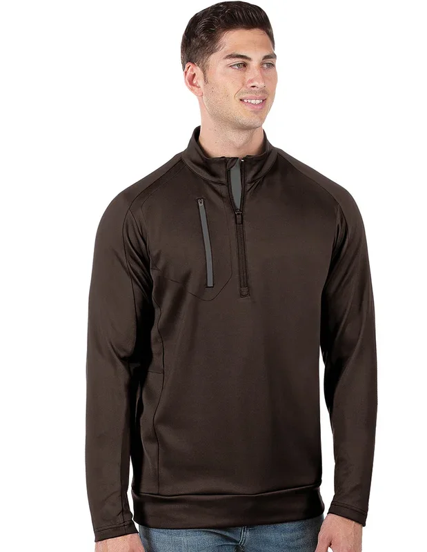 Antigua: Men’s Generation 104366 1/2 Zip Long Sleeve Pullover – 75E Brown/Carbon