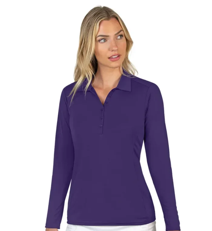 Antigua Women’s Dark Purple Tribute 104354 Long Sleeve Polo (Size X-Small) SALE