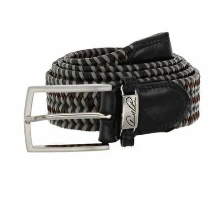 Arnold Palmer: Men’s Bonded Leather Stretch Braid – Black/Grey (Size 44/46)