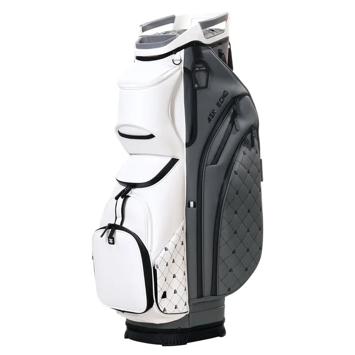 Ask Echo 2025 SLC-130LE Luxury 15 Way Full Length Dividers Golf Quiet Synthetic Leather Cart Bag / GreyWhite