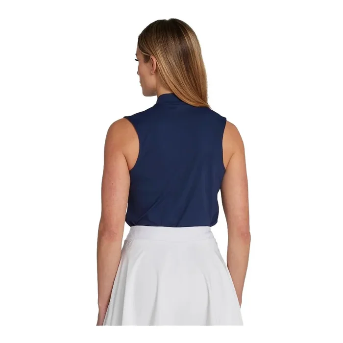 Bad Birdie Women’s Dark Navy Blade Collar Sleeveless Golf Polo