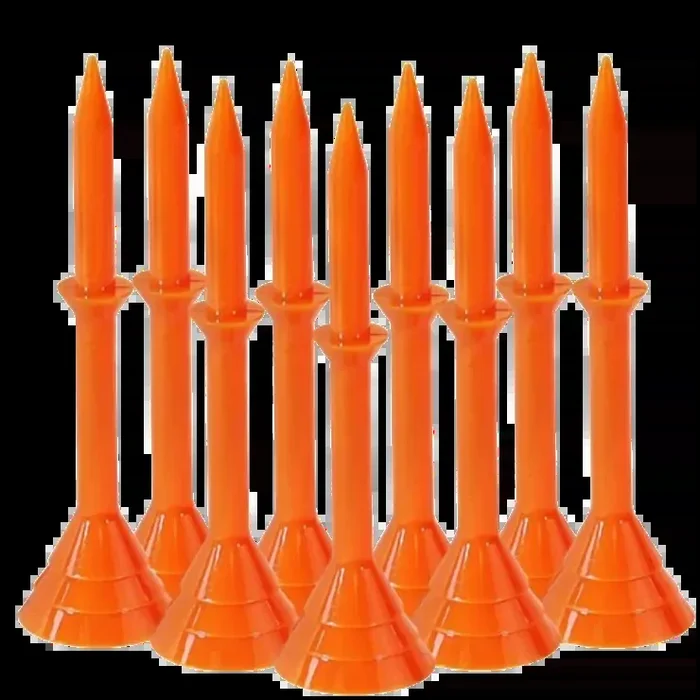 Big Cup Golf Tees with Stopper 2″ Above Ground. by Aim Master. Pack of 10 Orange Tees.
