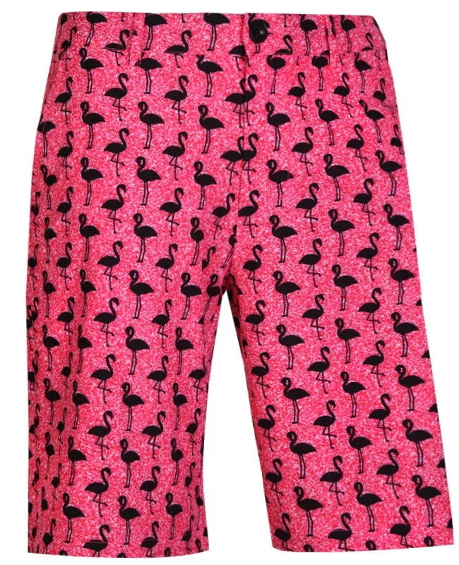 Black Bird Cool-Stretch Men’s Golf Shorts | Tattoo Golf | Pink