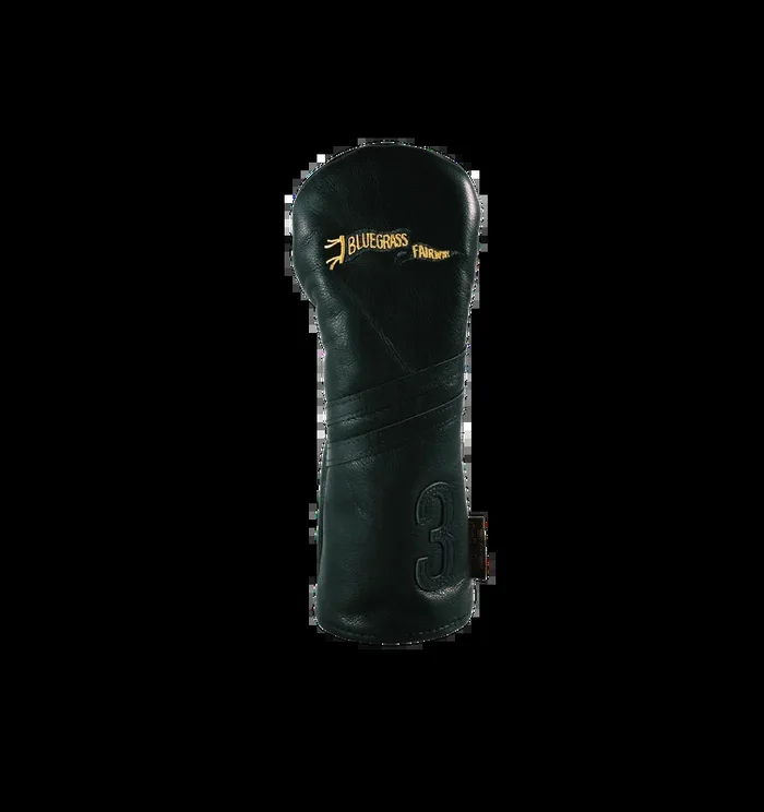 Black leather 3 wood Golf Headcover Pennant Logo