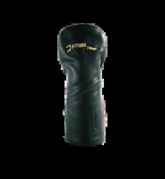Black leather Driver Golf Headcover Pennant Logo