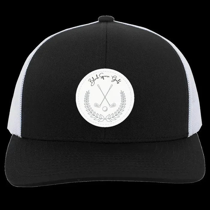 Black Square Golf Trucker-Style Snap-Back Vintage Patch Golf Hat