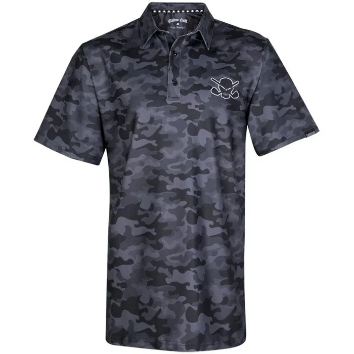 Camo Cool Stretch Golf Shirt | Black Camo