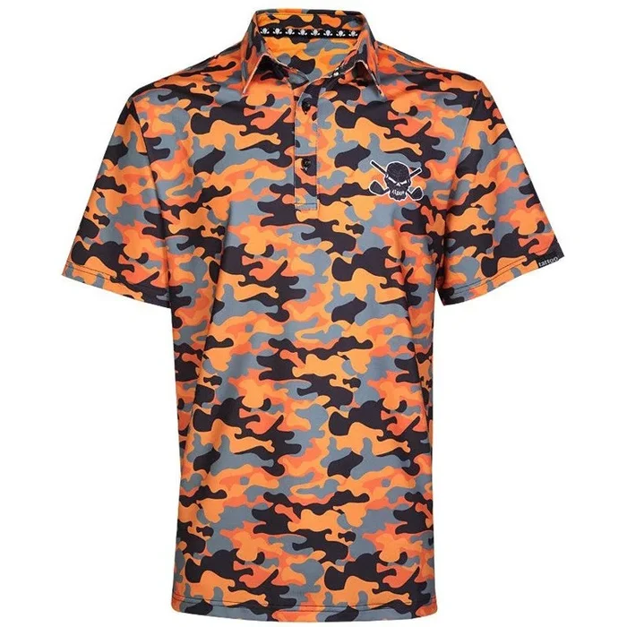 Camo Cool Stretch Golf Shirt | Orange Camo