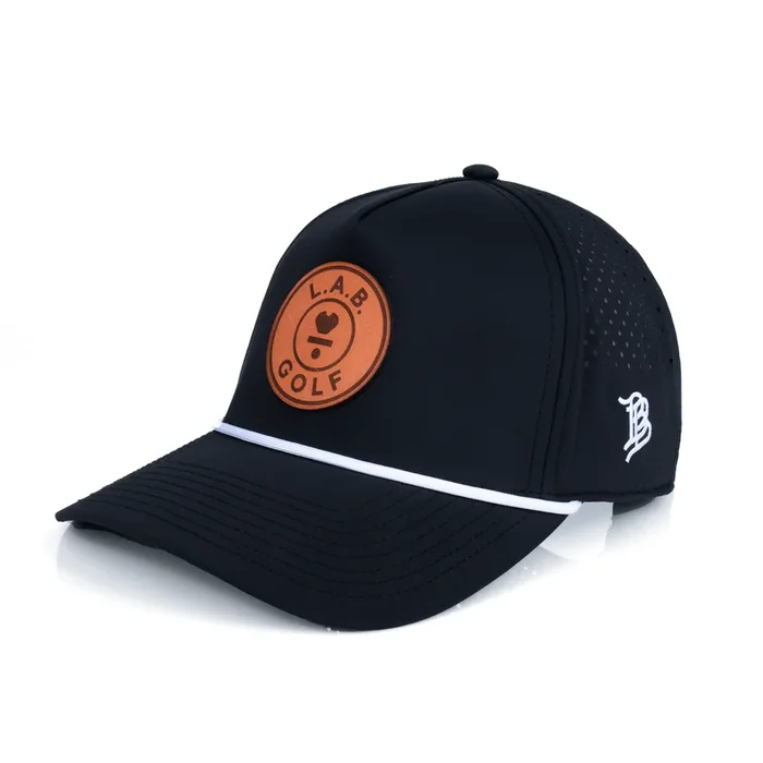 Curved 5-Panel Rope Hat: Leather Patch