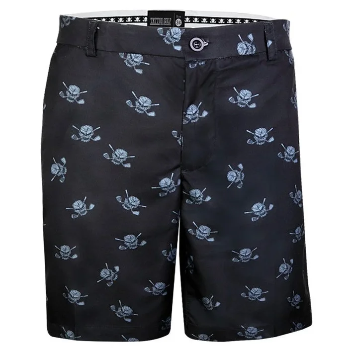 Dancing Skulls ProCool Golf Shorts | Tattoo Golf | Black & Charcoal