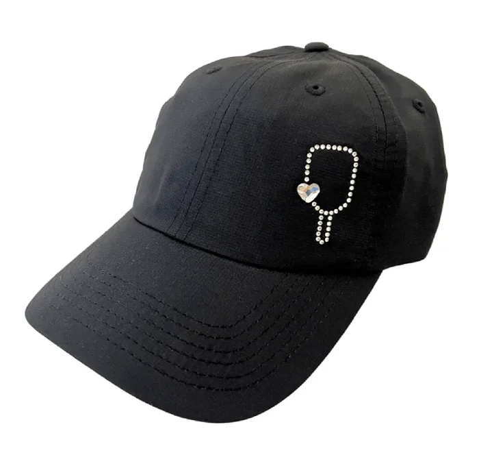 Dolly Mama: Ladies Kim High-Pony Crystal Cap – Pickleball Paddle and Heart