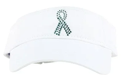Dolly Mama Ladies Serena Sports Visor – Teal Ribbon on White
