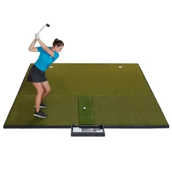 Fiberbuilt Combo Golf Mat & Putting Green – Center Hitting