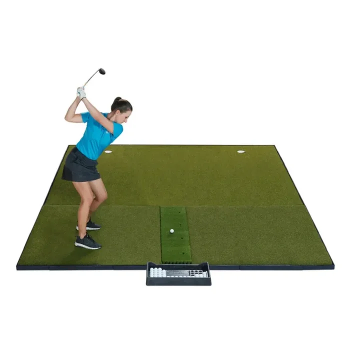 Fiberbuilt Grass Series Combo Golf Mat & Putting Green – Center Hitting