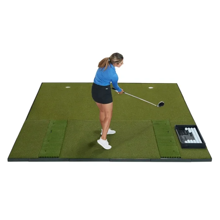 Fiberbuilt Grass Series Combo Golf Mat & Putting Green – Double Hitting