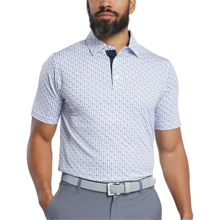 Figure Print Lisle Polo