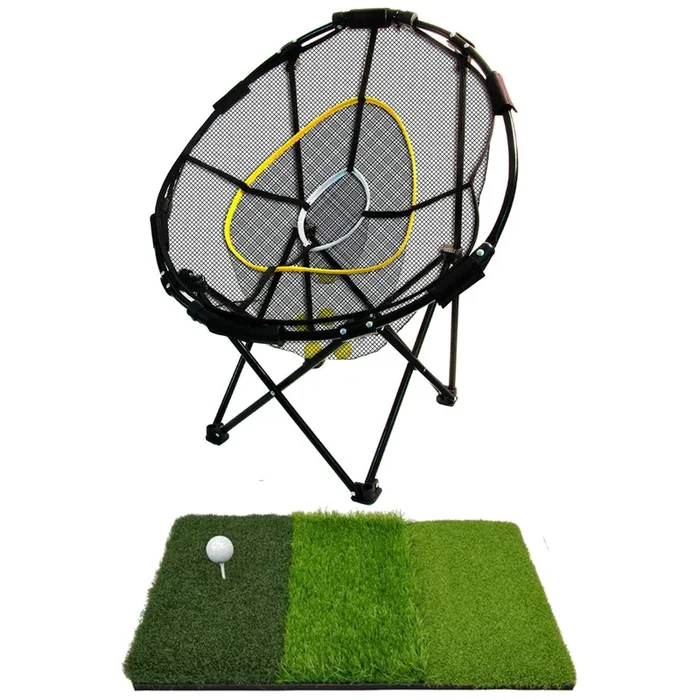 Foldable 23″ Golf Chipping Net with Tri-Turf Hitting Mat