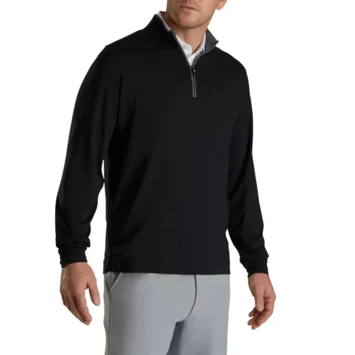 FootJoy Men’s Lightweight Solid Mid-Layer Black Pullover 25