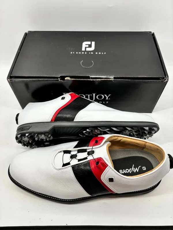 Footjoy Myjoys Premiere BOA Packard Golf Shoes White Red Black Georgia 13 Wide