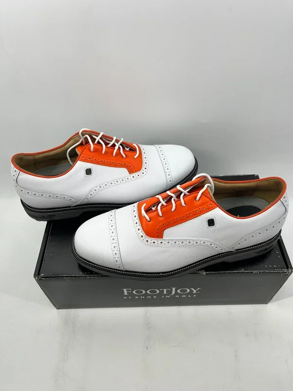 Footjoy Myjoys Premiere Series Tarlow Golf Shoes White Orange 10.5 Wide W