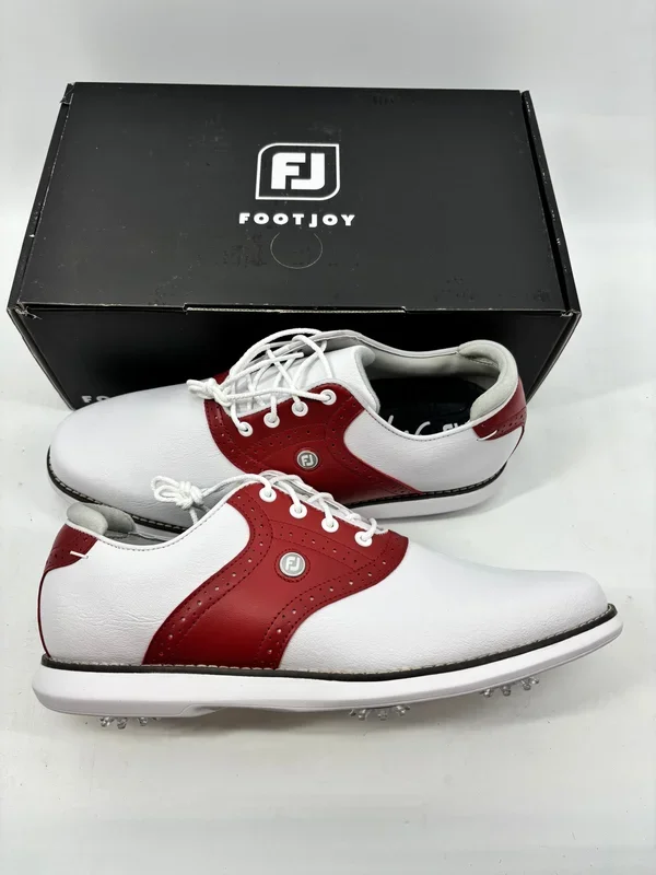 Footjoy Myjoys Traditions Series Golf Shoes Womens White Red Size 7.5 Medium