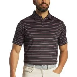 FootJoy Regent Stripe Pique Golf Polo – Black/Purple Dusk/Pink
