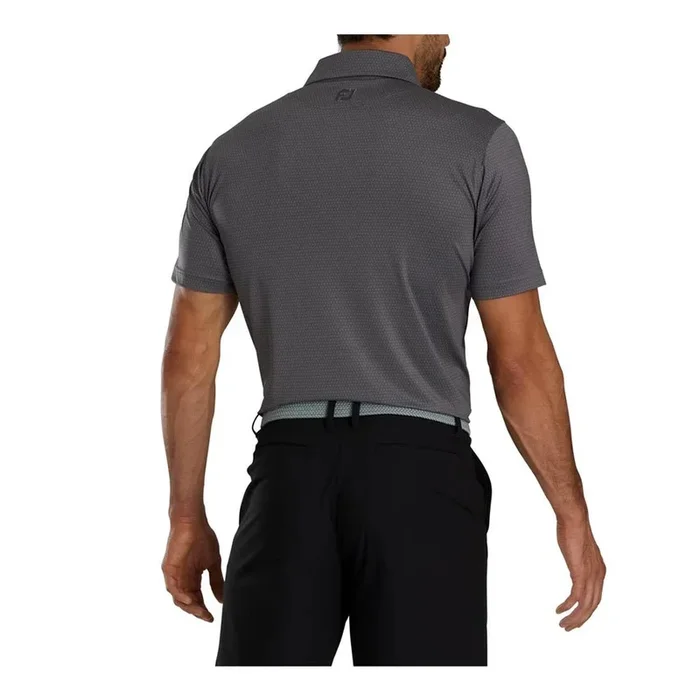 FootJoy Tonal Triangle Print Lisle Self Collar Golf Polo