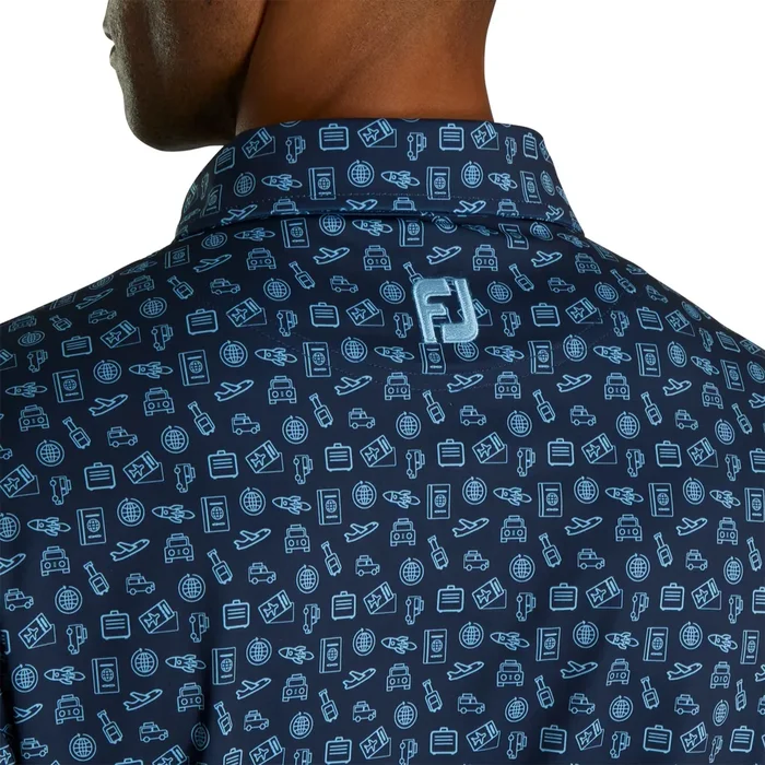 FootJoy Travel Print Lisle Self Collar Polo