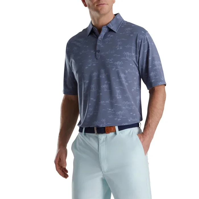 FootJoy Tropic Golf Print Lisle Self Collar Polo (Previous Season Style)