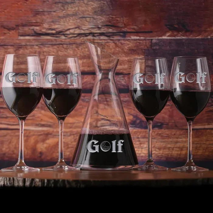Golf Engraved Crystal Wine Decanter Set