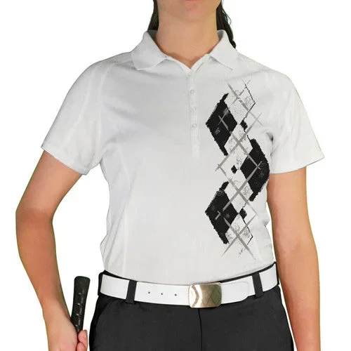 Golf Knickers: Ladies Argyle Paradise Golf Shirt – Black/White