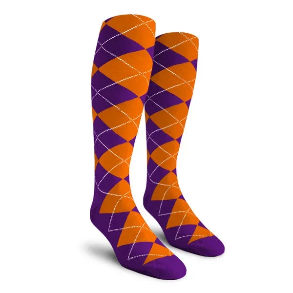 Golf Knickers: Ladies Over-The-Calf Argyle Socks – Purple/Orange