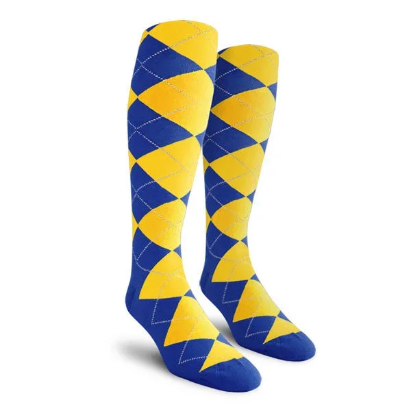 Golf Knickers: Ladies Over-The-Calf Argyle Socks – Royal/Yellow