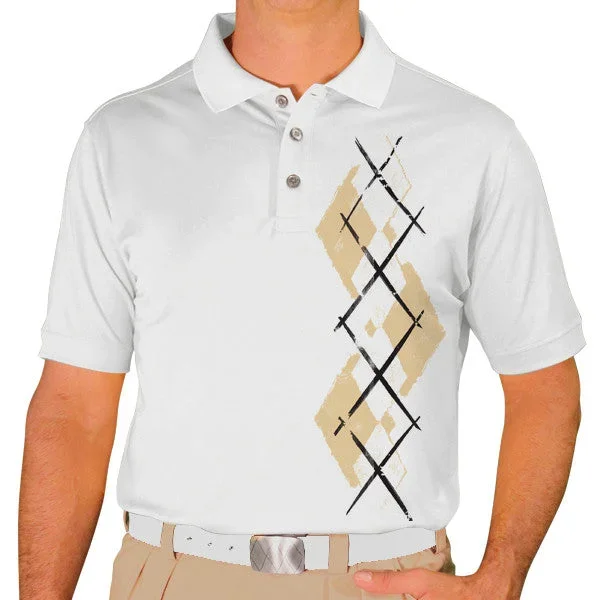 Golf Knickers: Men’s Argyle Paradise Golf Shirt – Khaki/White
