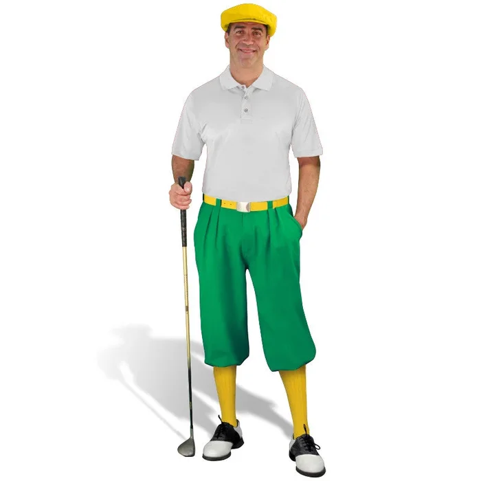 Golf Knickers: Men’s Classic Golf Outfit – Lime & Yellow