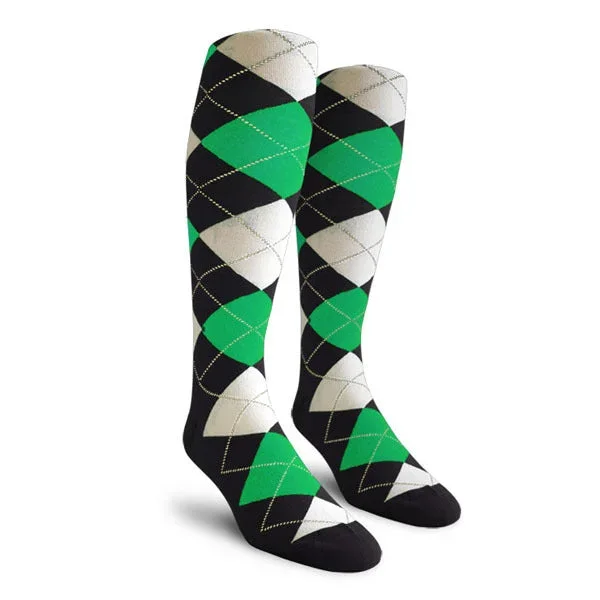 Golf Knickers: Men’s Over-The-Calf Argyle Socks – Black/Lime/White