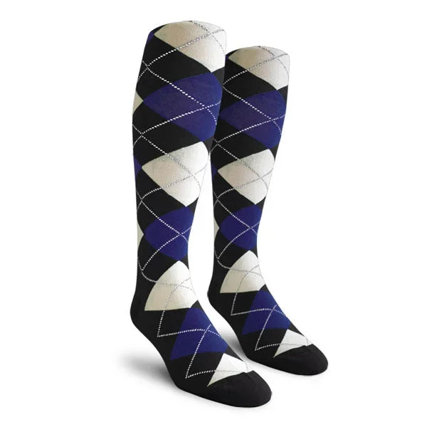 Golf Knickers: Men’s Over-The-Calf Argyle Socks – Black/Royal/White