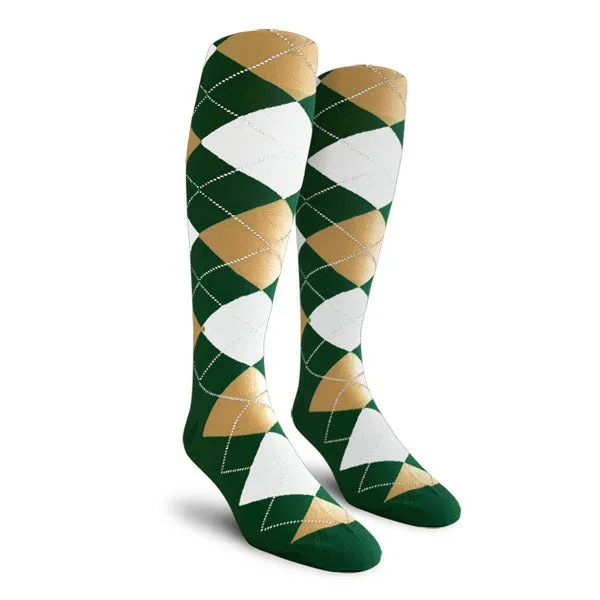 Golf Knickers: Men’s Over-The-Calf Argyle Socks – Dark Green/Khaki/White